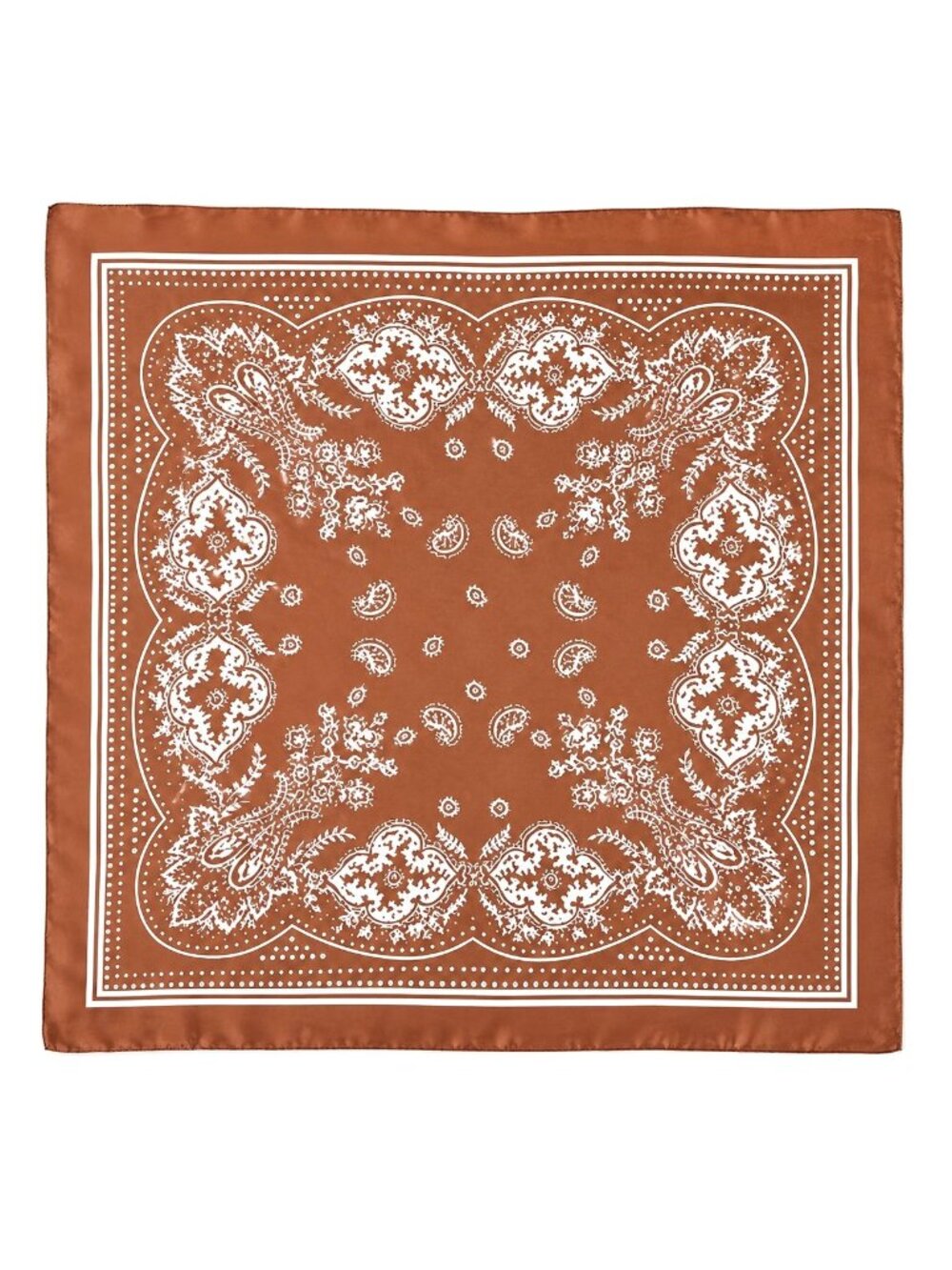 35x35 Cognac Brown Satin Wild Rag Paisley Scarf Western Cowgirl Hair Scarf